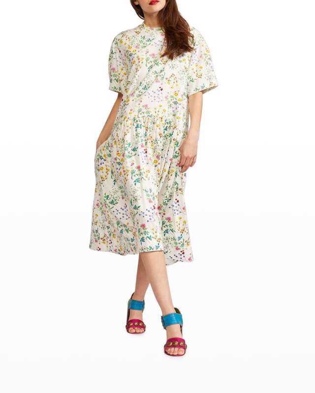 Valery Floral-Print Combo Tee Dress